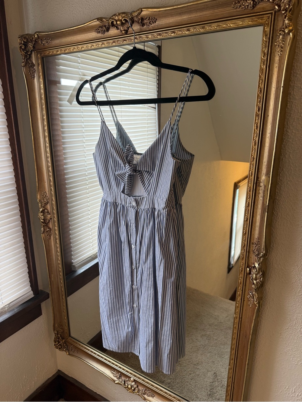 Blue and White Striped Dress